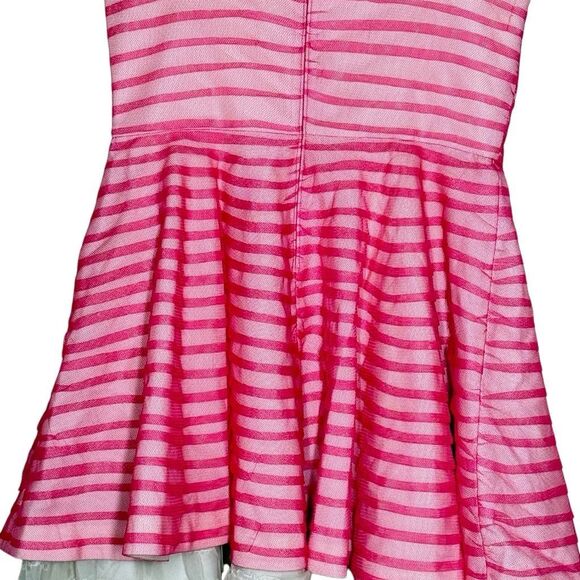 TBF Pink Striped Sleeveless Mini Dress Size 2 Bow Accent Lace Trim Spaghetti Y2K - Picture 7 of 11